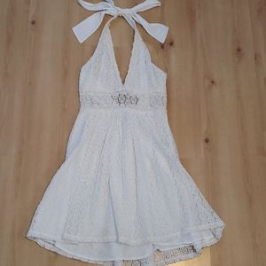 Free People White Lacey Halter Dress